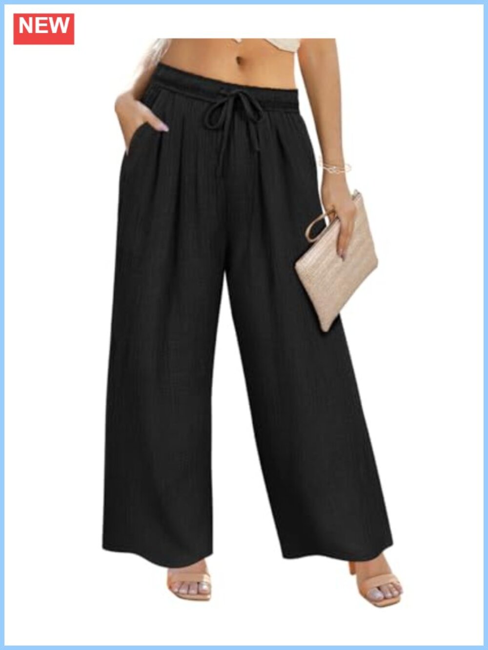 Plus Size Palazzo Pants Wide Leg Drawstring Lounge Trousers with Pockets